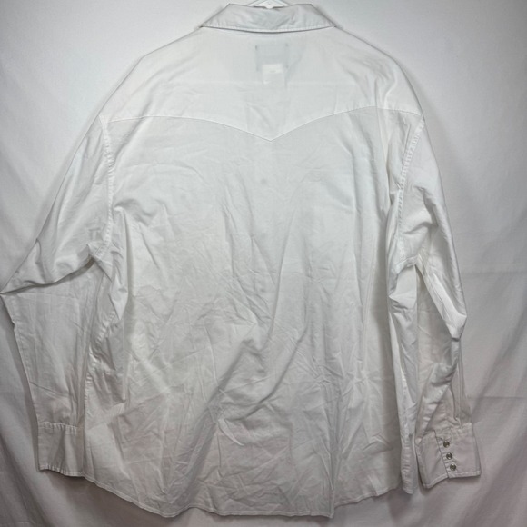 Wrangler White Western Cowboy Pearl Snap Long Sleeve Shirt Mens Sz XXL - Picture 7 of 8